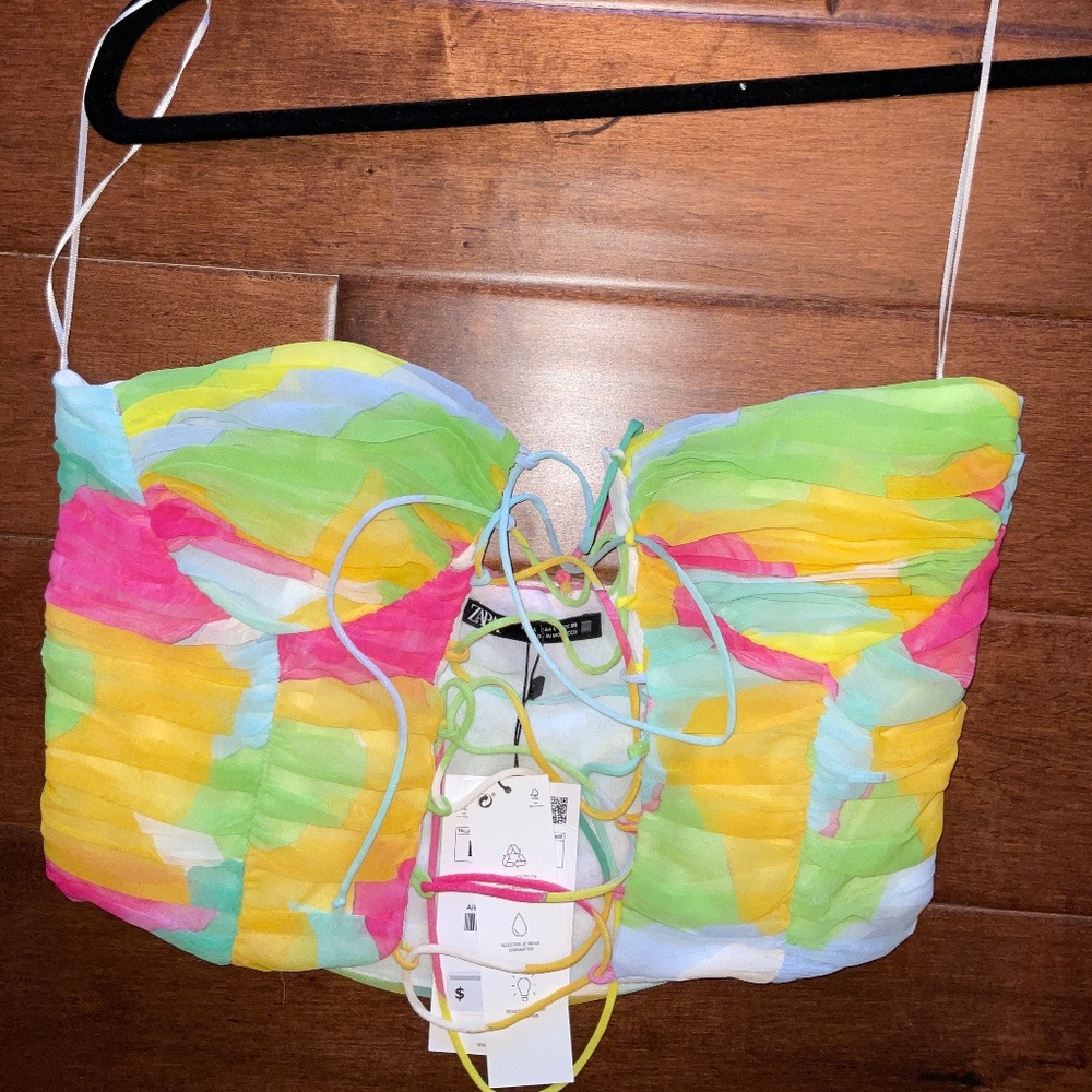 Zara Large Ruched Printed Top